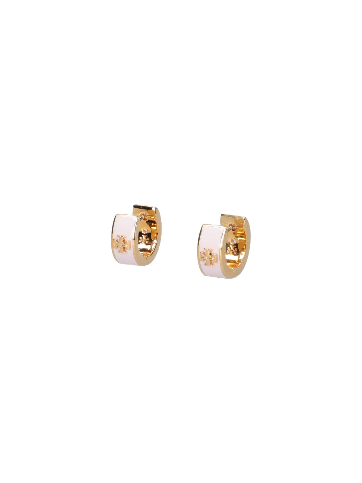 'Kira Huggie' Earrings – Gold & White