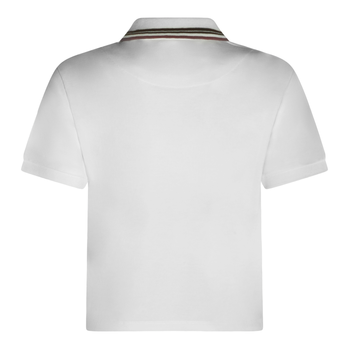 Cropped White Polo Shirt with Striped Collar