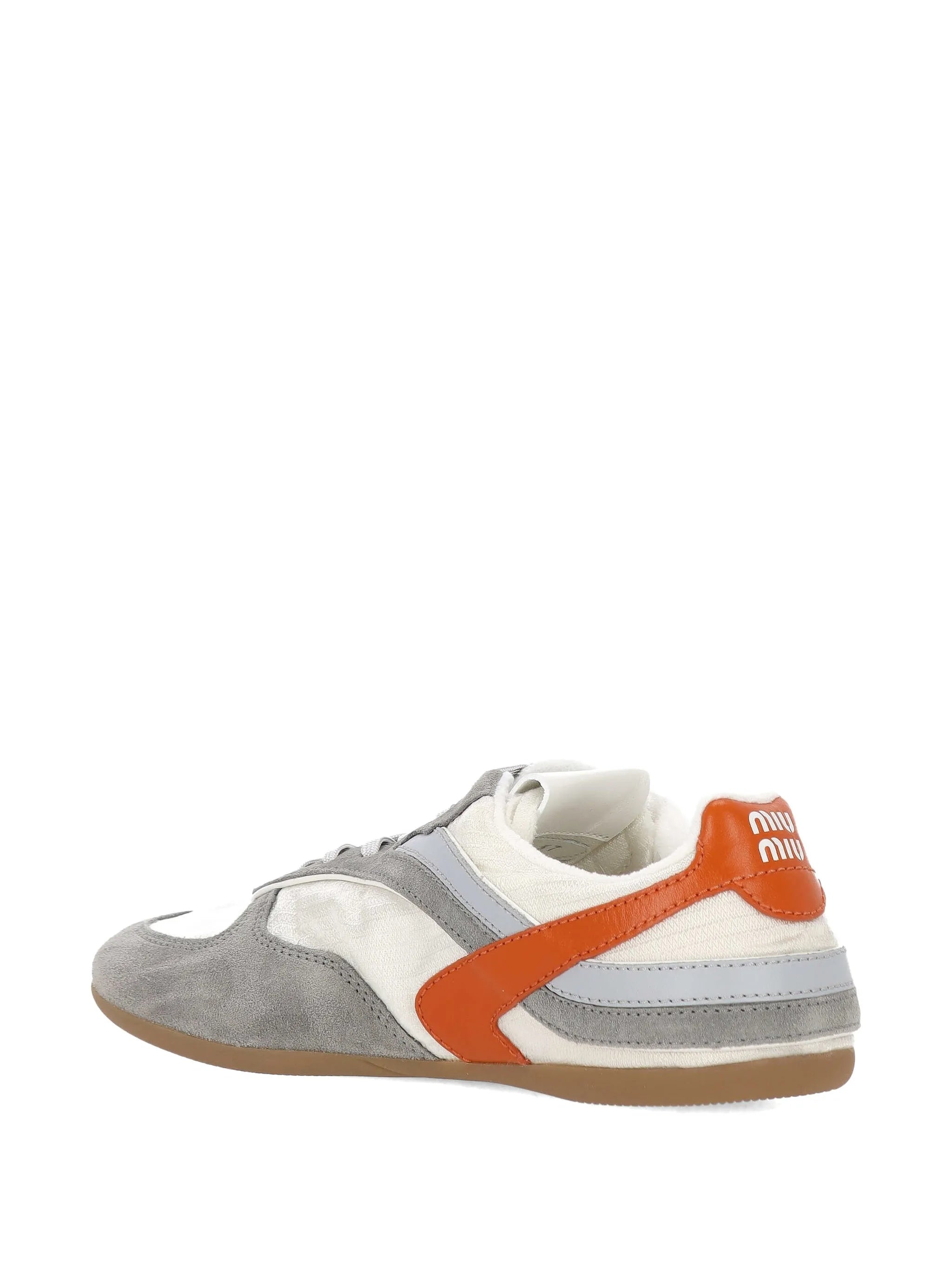 White/Grey Low-Profile Bold Orange Accents Sneakers