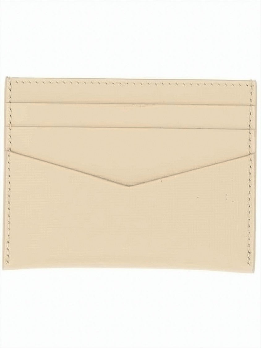 Textured Calf Leather Card Wallet with V-Shaped Design