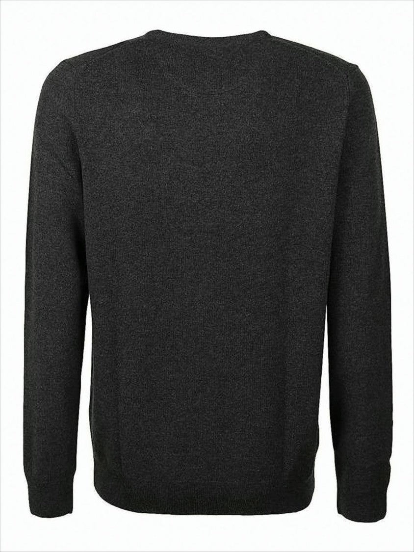 Classic 100% Wool Crew Neck Sweater with Embroidered Logo
