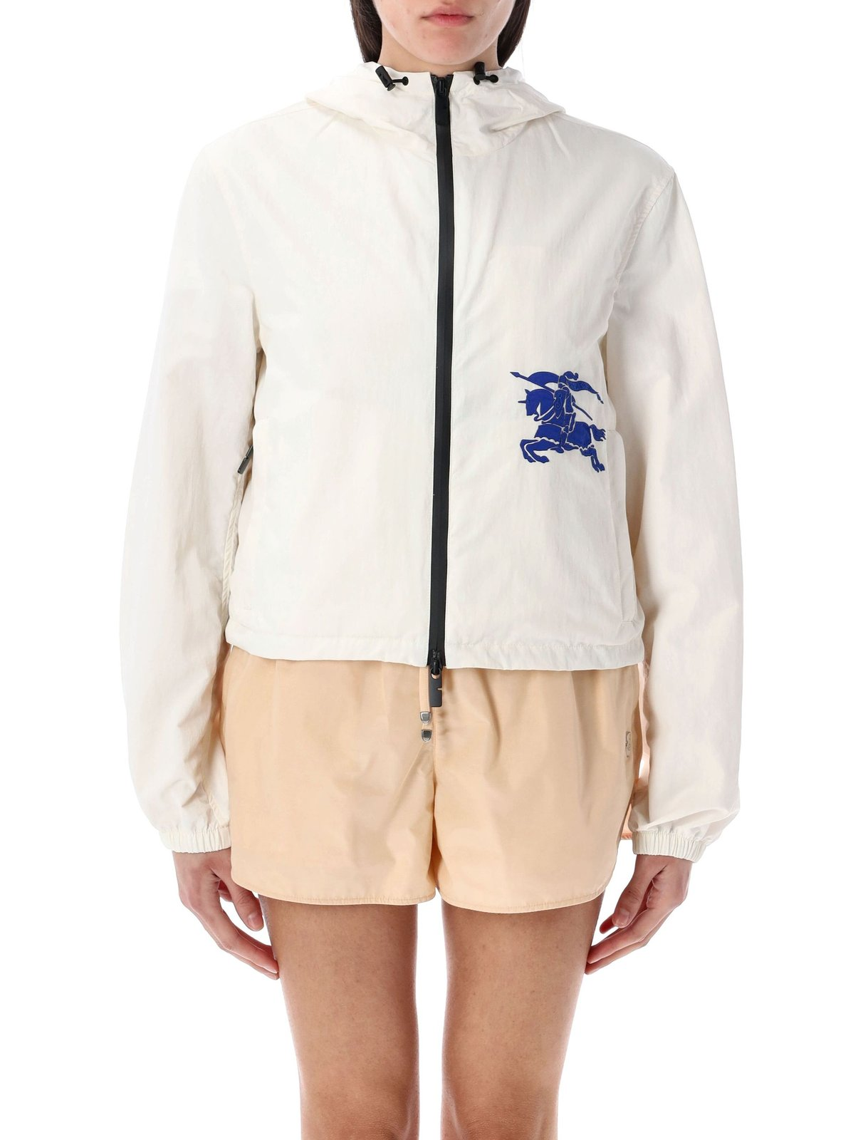 Cropped Off-White Nylon Burberry Jacket