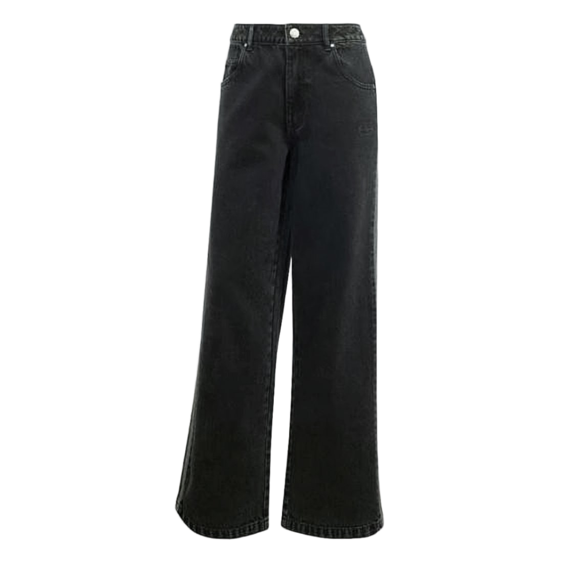 High-Waisted Wide-Leg Denim Pants with Classic Five-Pocket Design
