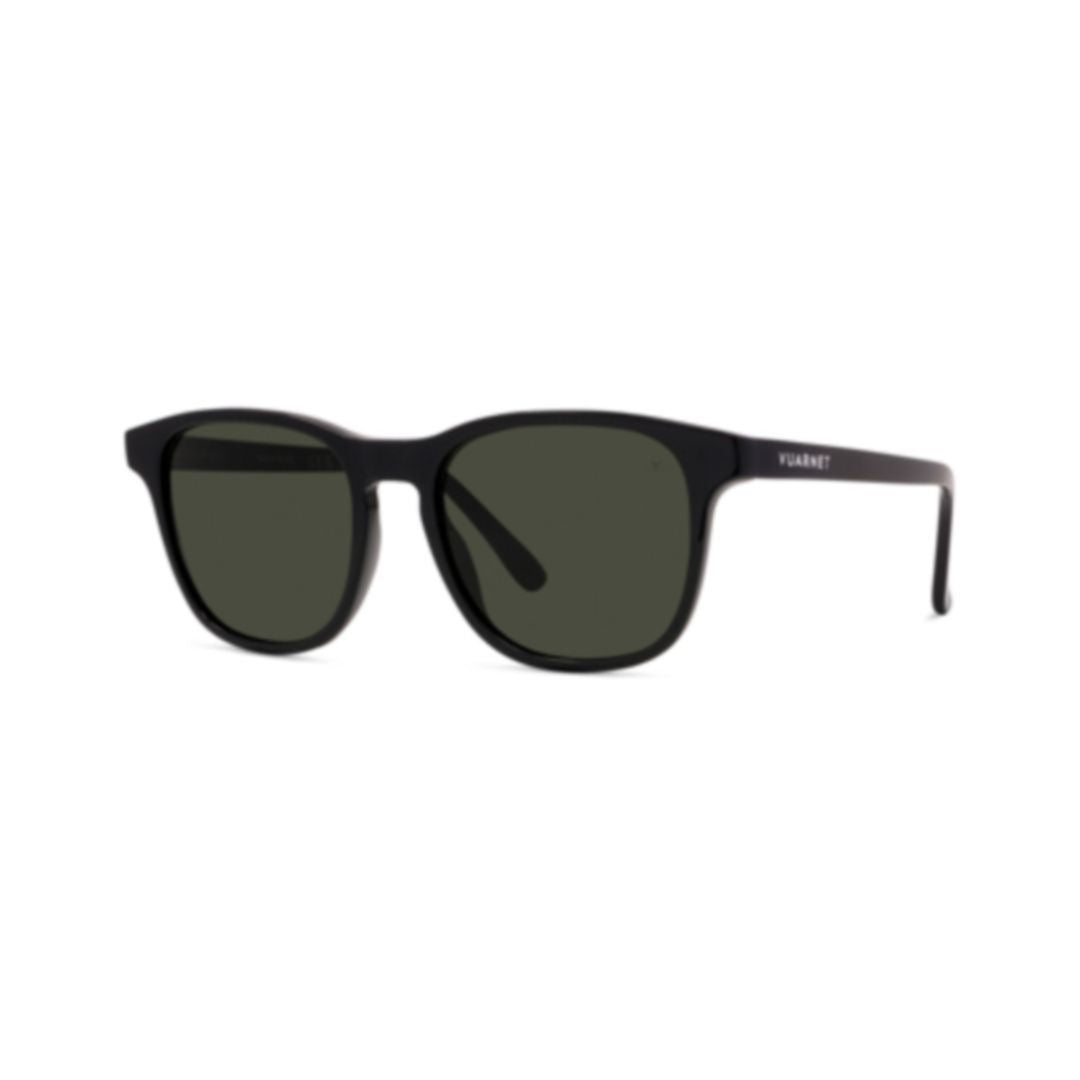 Vu40012i Matte Black Rectangular Sunglasses with Dark Green Lenses