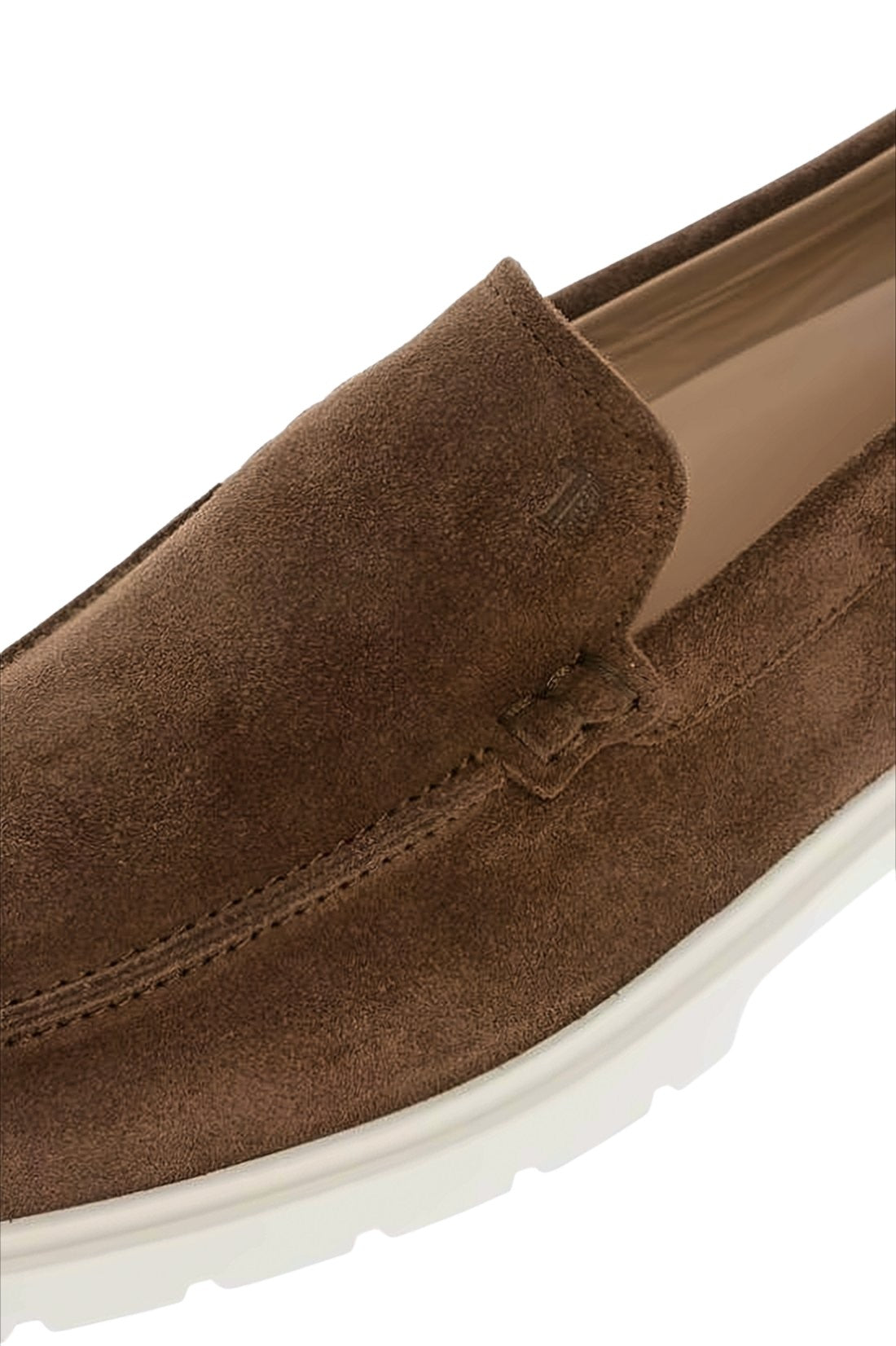 Suede Loafers with Textured Rubber Sole
