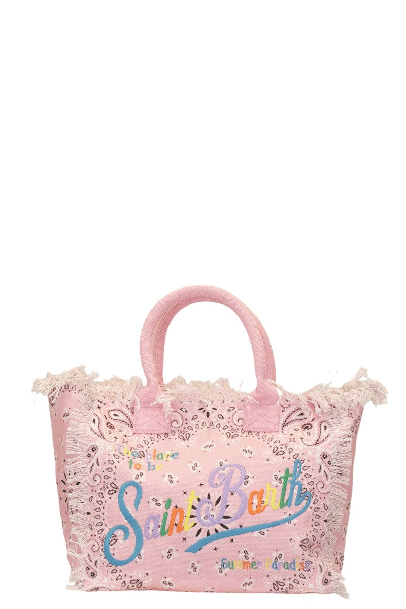 Paisley Print Tote Bag with Fringed Edges