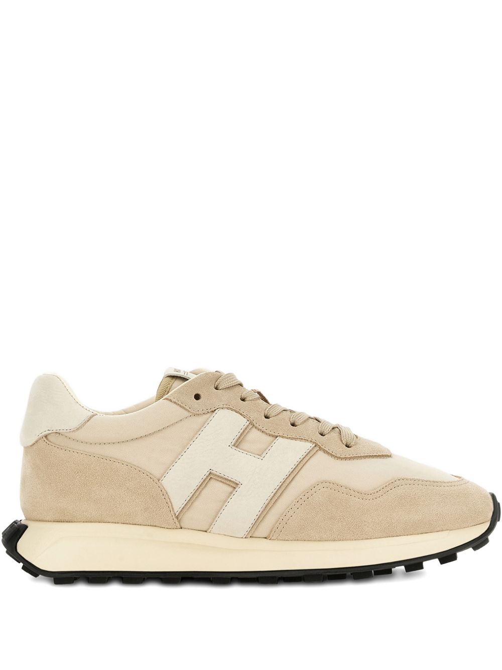 Beige Silk and Nylon Sneakers