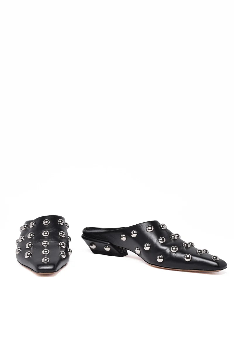 Pointed-Toe Black Mules