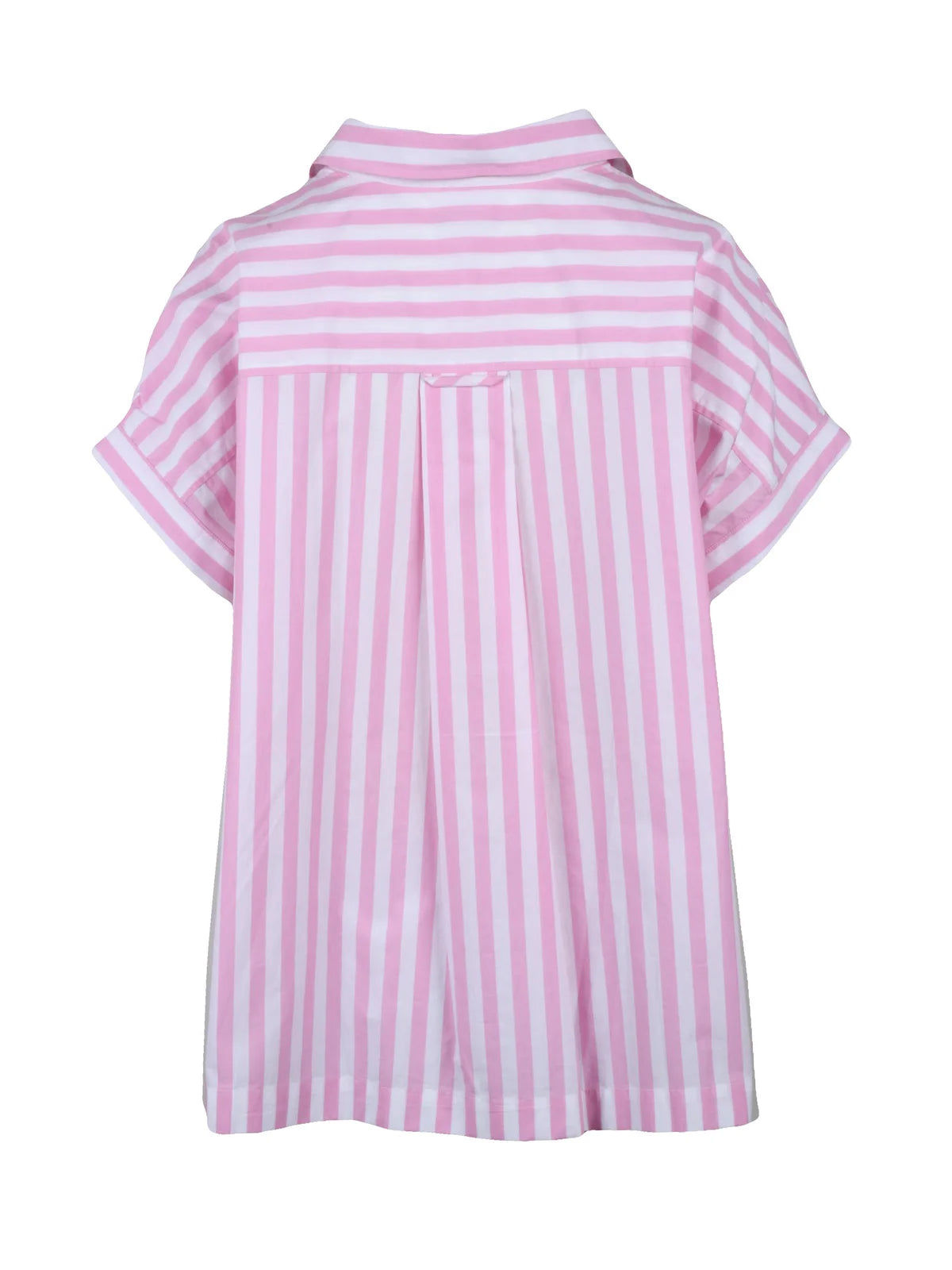 Short-Sleeved Two-Tone Cotton Blouse