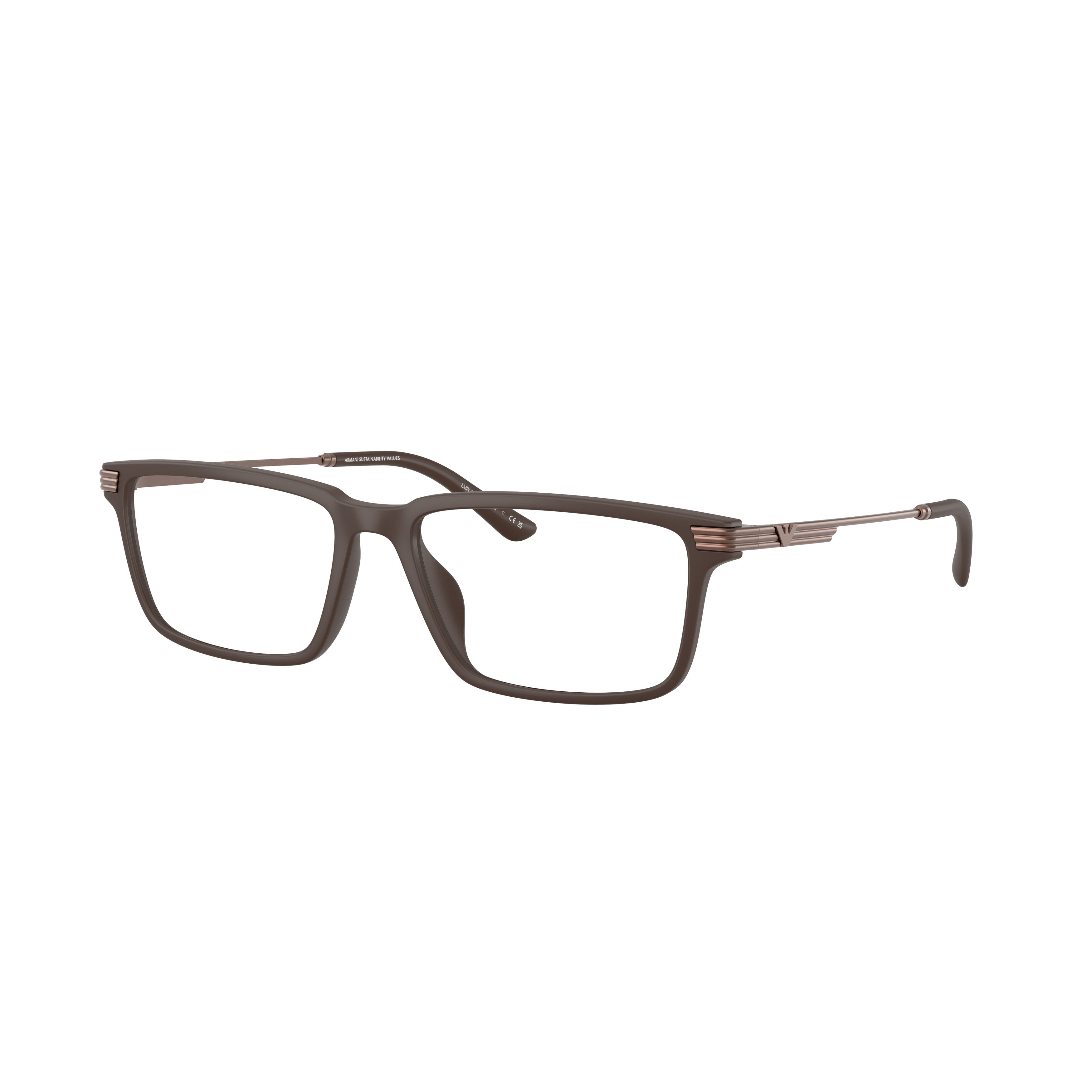 0ea3268u Matte Finish Rectangular Eyeglasses with Slim Temples