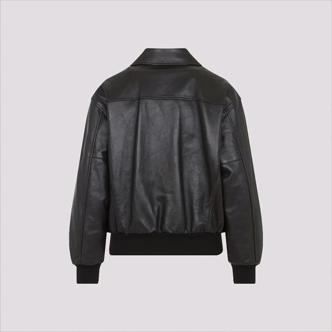 Smooth Lambskin Leather Jacket with Classic Collar and Ribbed Finish