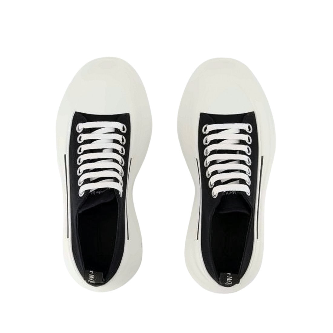 Black Cotton Sneakers with White Rubber Sole