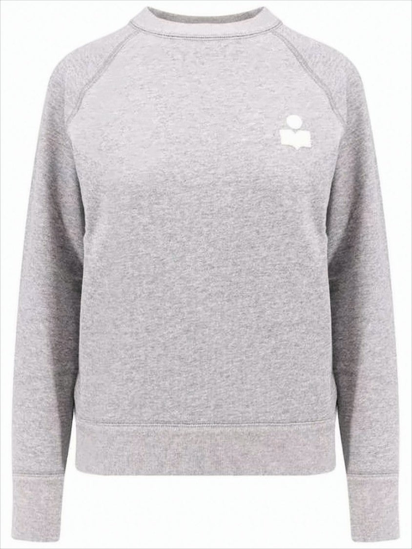 Heather Grey Long-Sleeved Sweatshirt with Minimalist Emblem