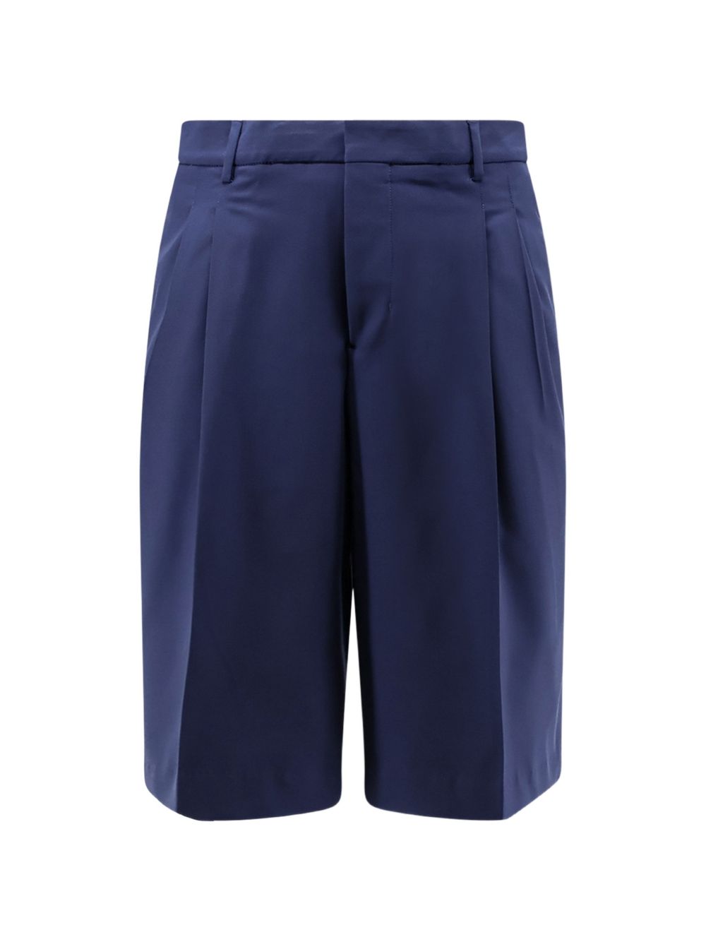Tailored Navy Shorts With Front Pleats