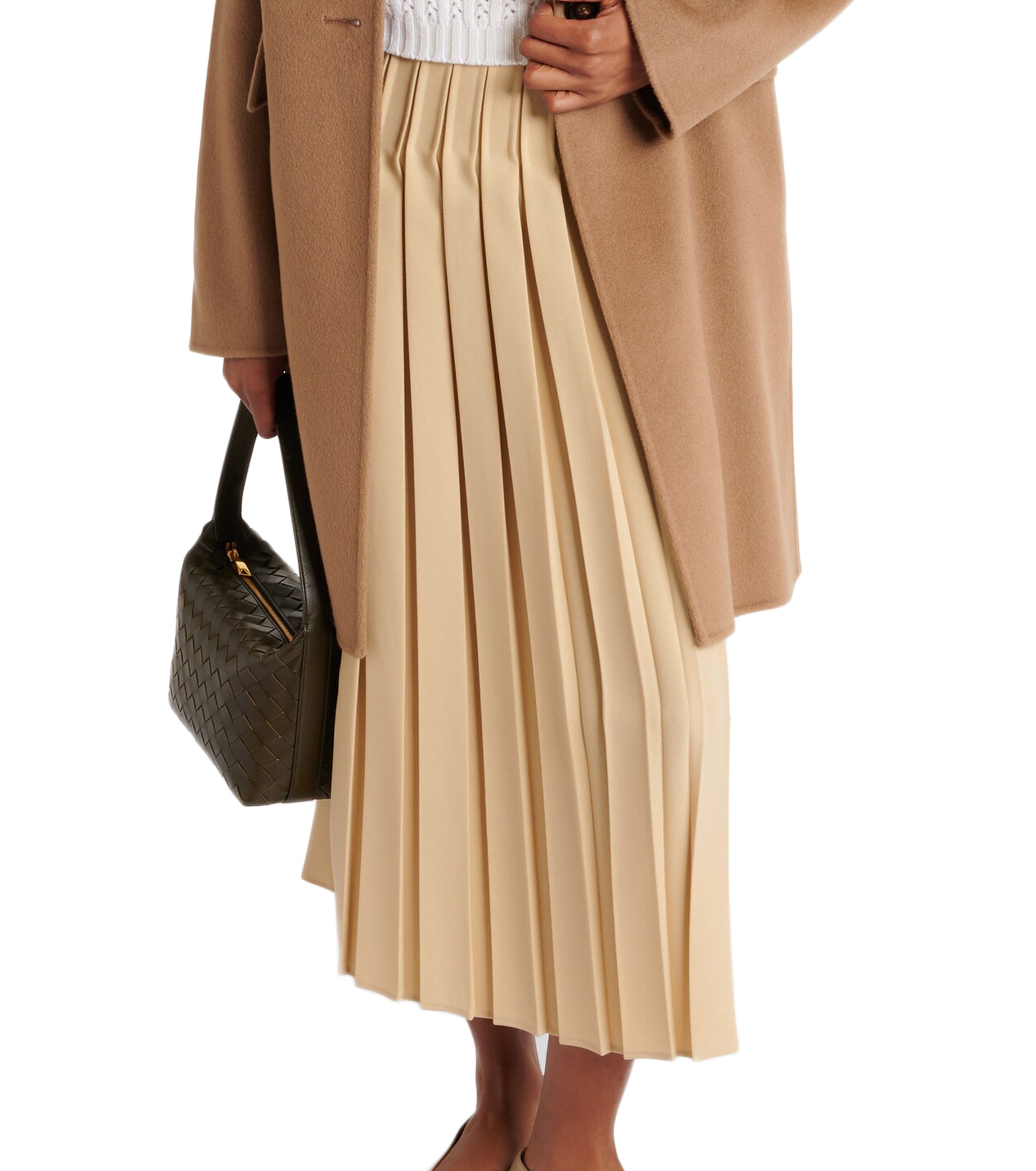 Pleated Midi Skirt with Smooth Waistband