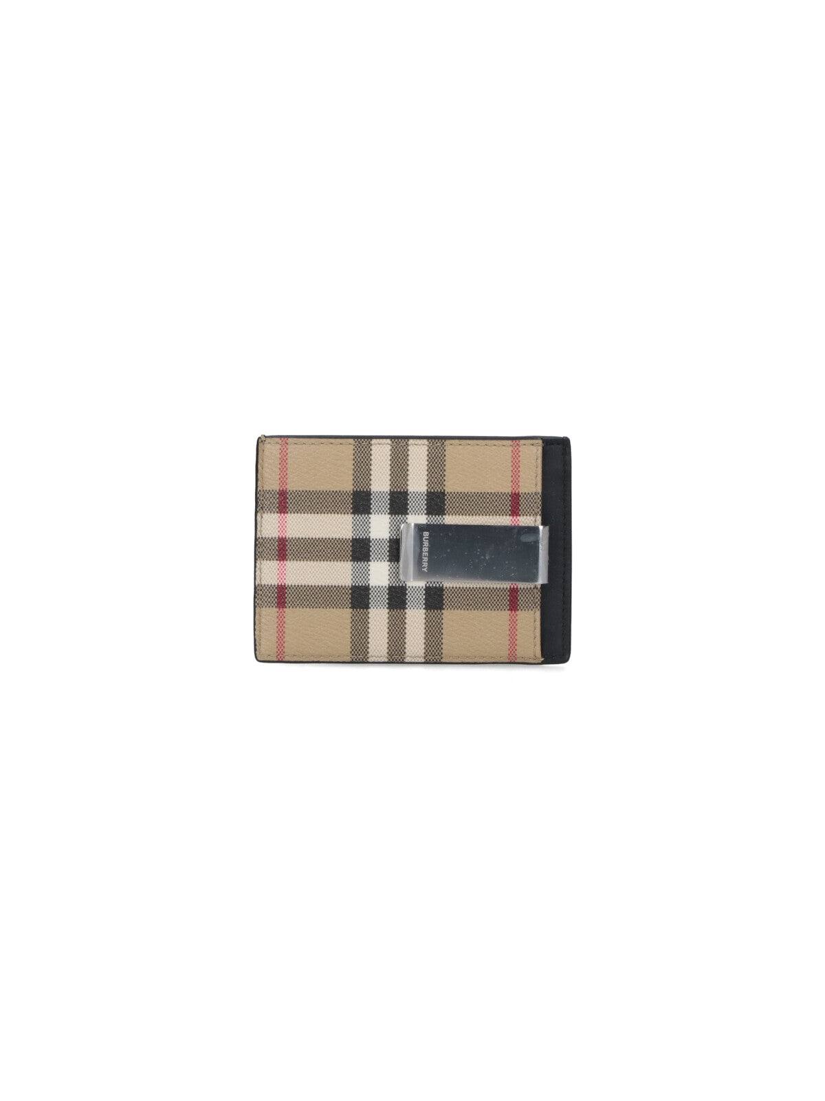 Compact Beige Check Pattern Cardholder