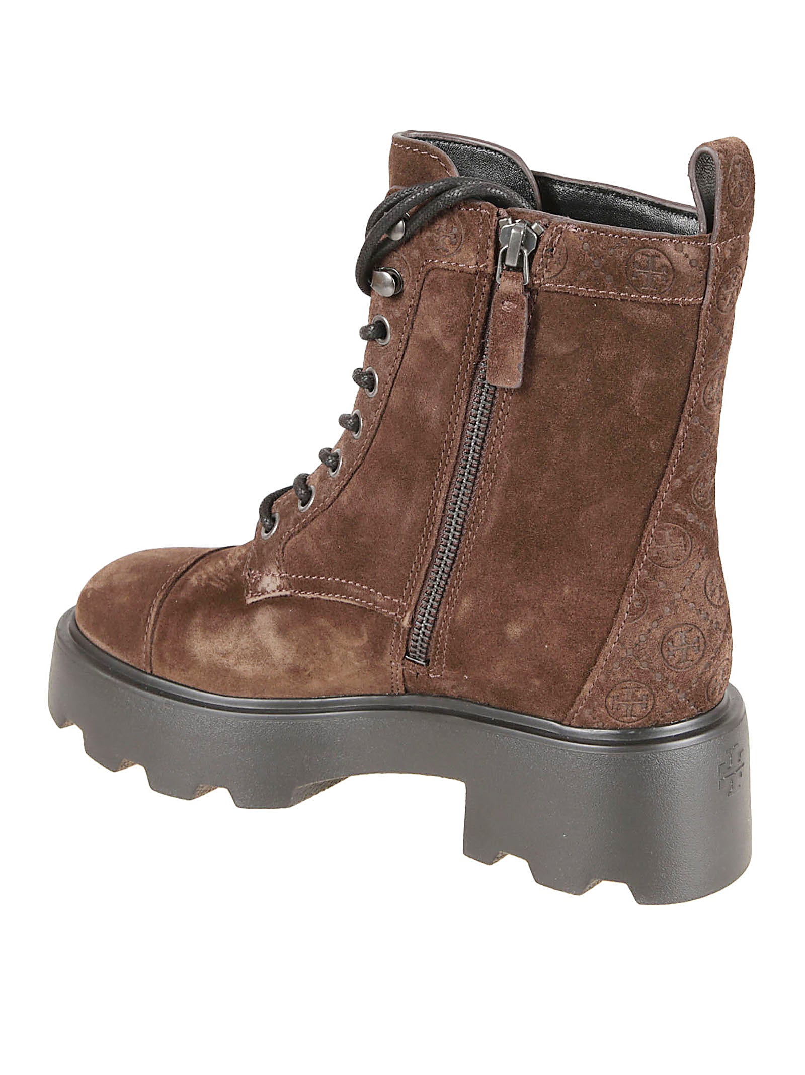 Suede Combat Boots With T Monogram