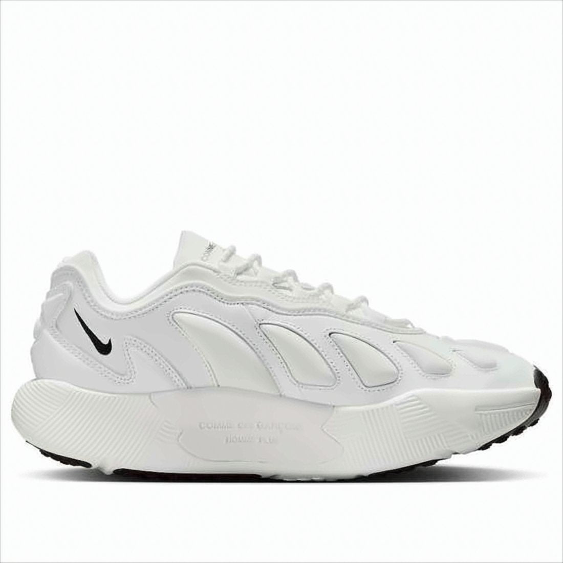 Futuristic White Sneakers with Textured Rubber Sole