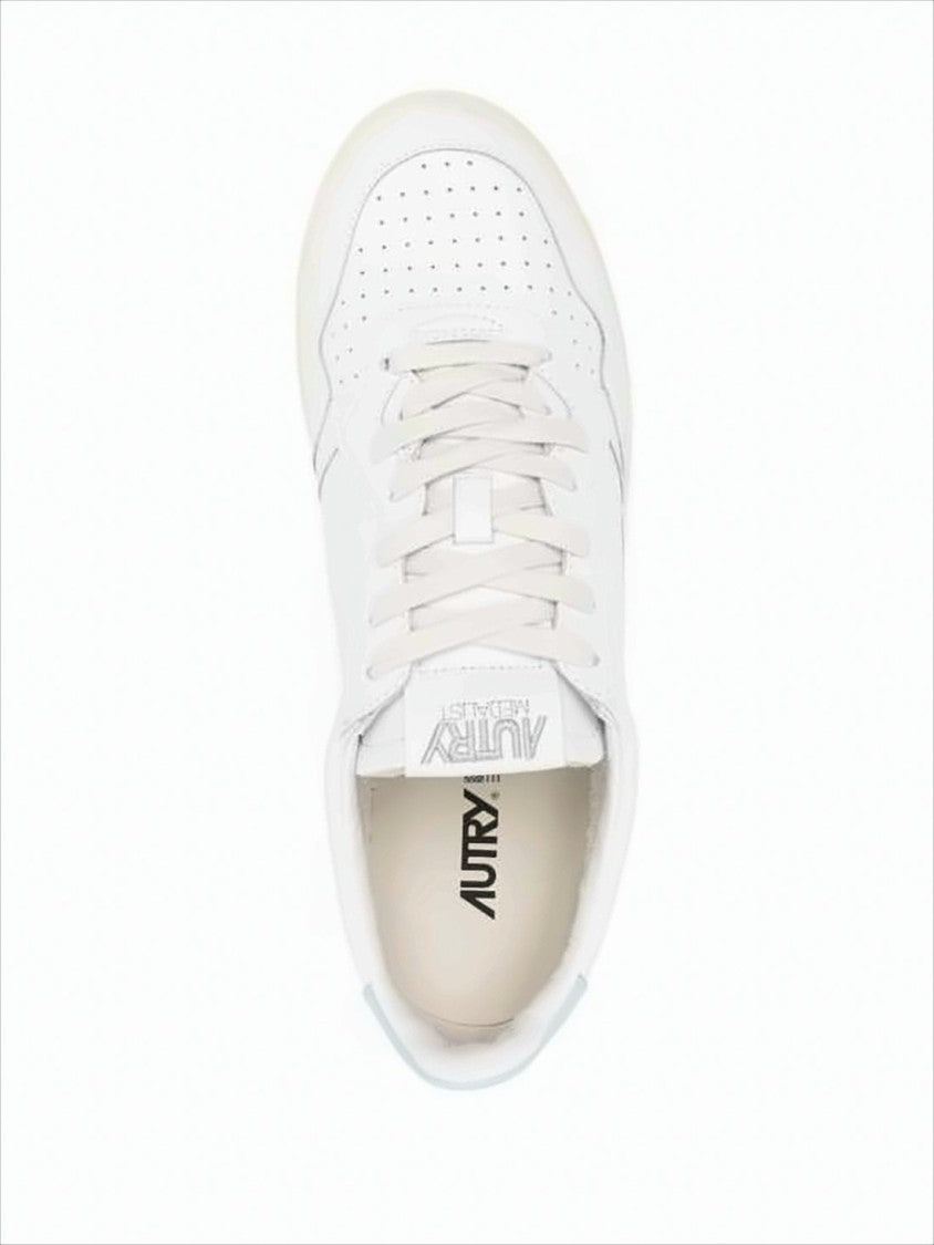 Low-Top Leather Sneakers with Perforated Toe Box