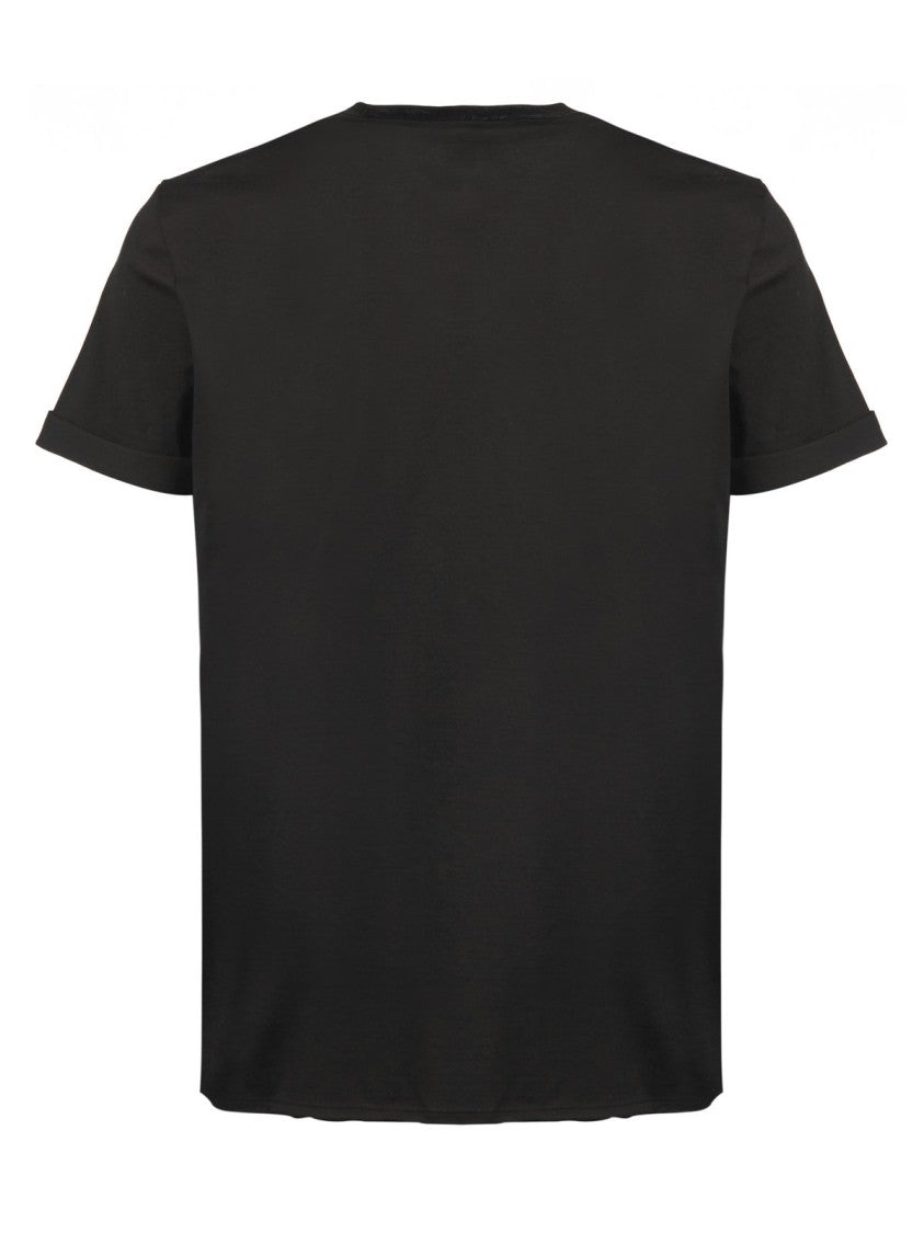 Cropped Short-Sleeved T-shirt with Centered Text Logo