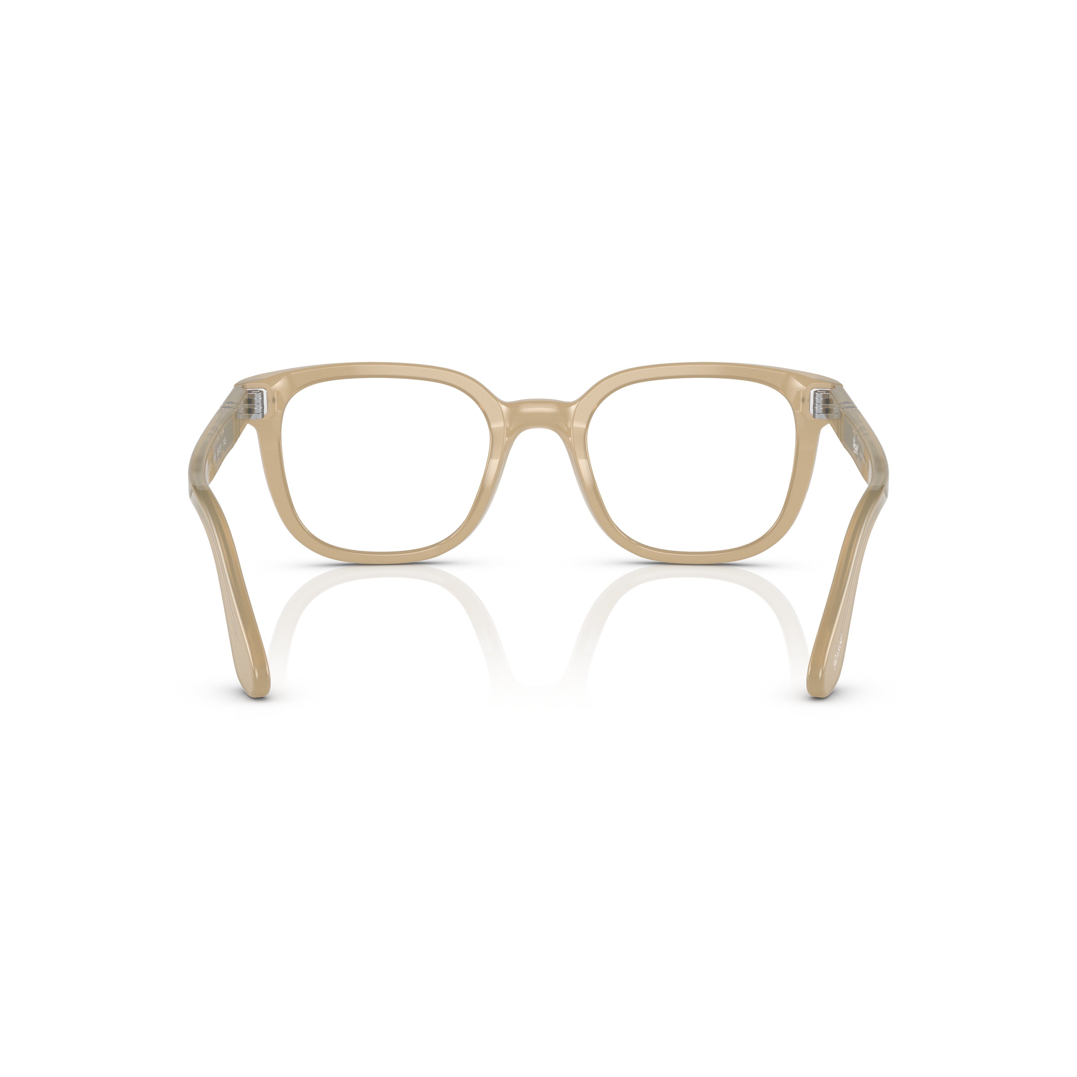 0po3263v Translucent Beige Acetate Square Eyeglasses with Silver Accents