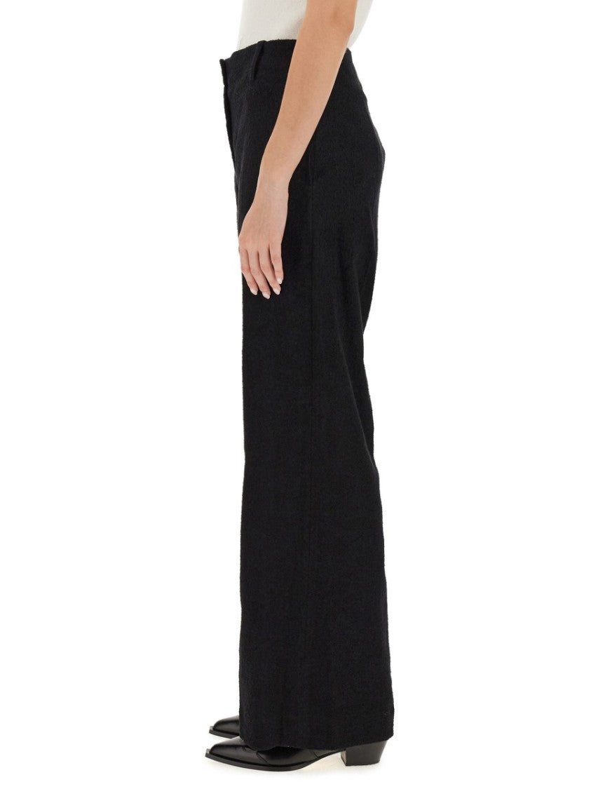 Wide-Leg Black Pants With High Waist