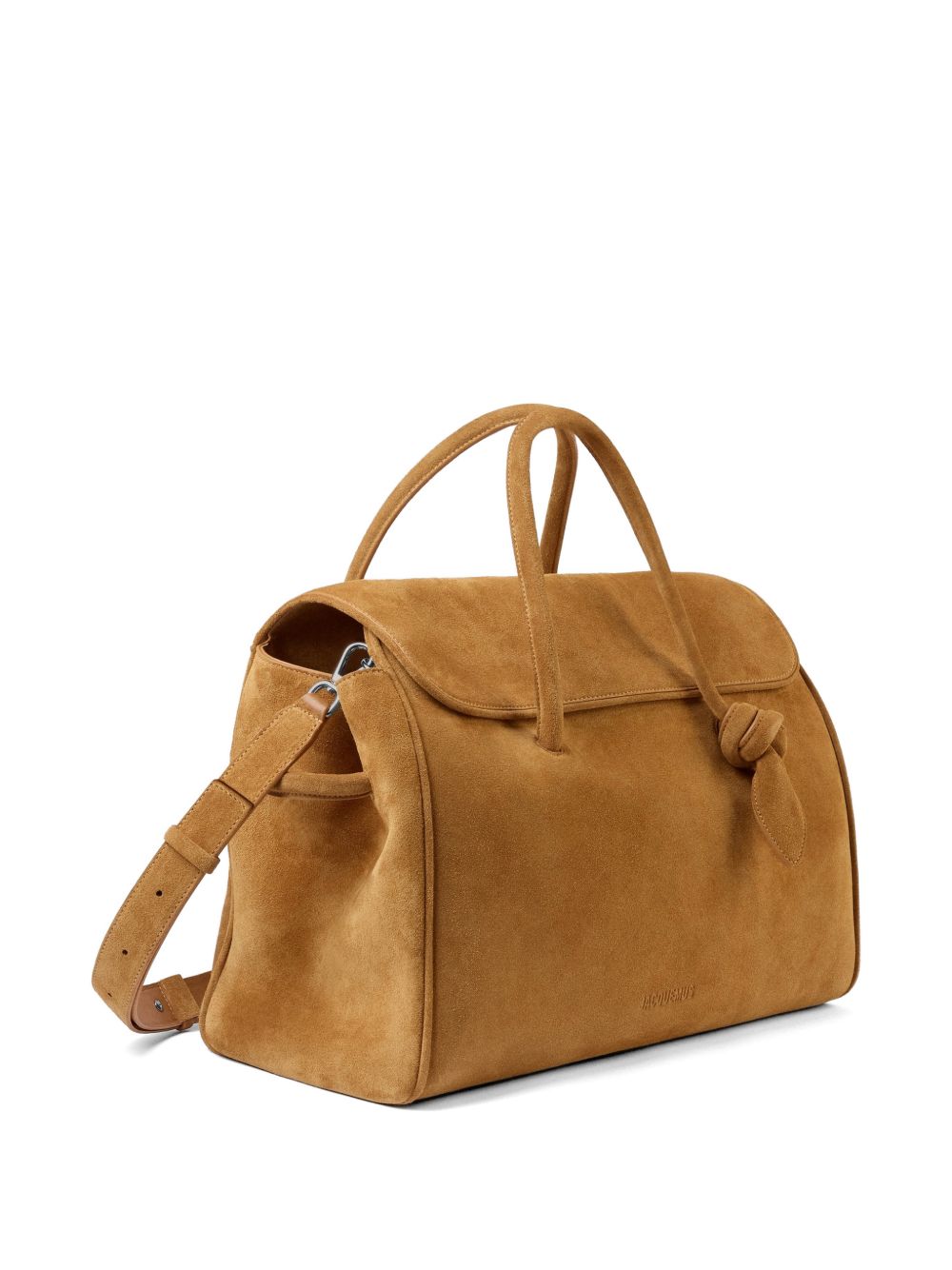 Structured Rectangular Suede Handbag with Knot Detail