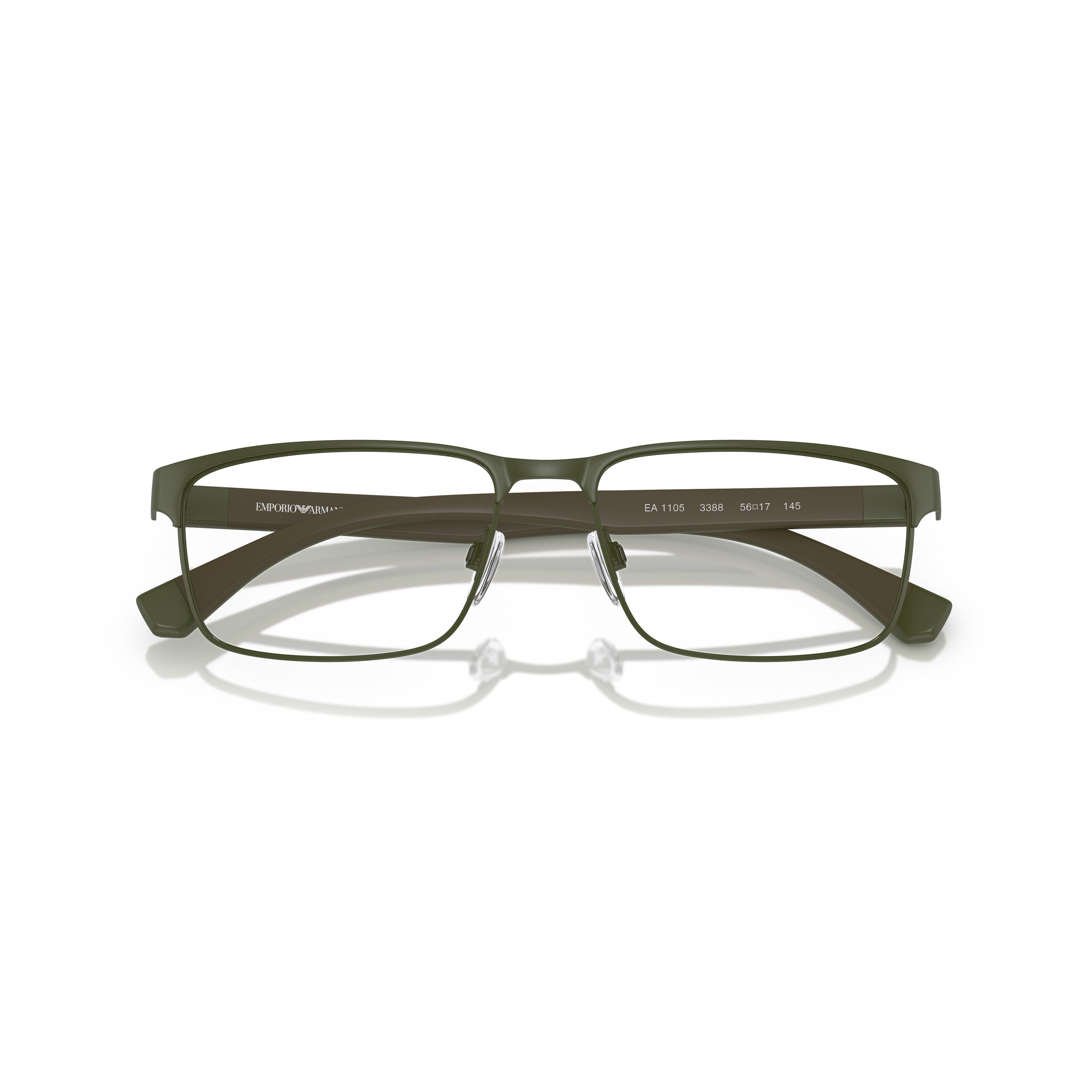 0ea1105 Rectangular Matte Metal Eyeglasses with Adjustable Nose Pads