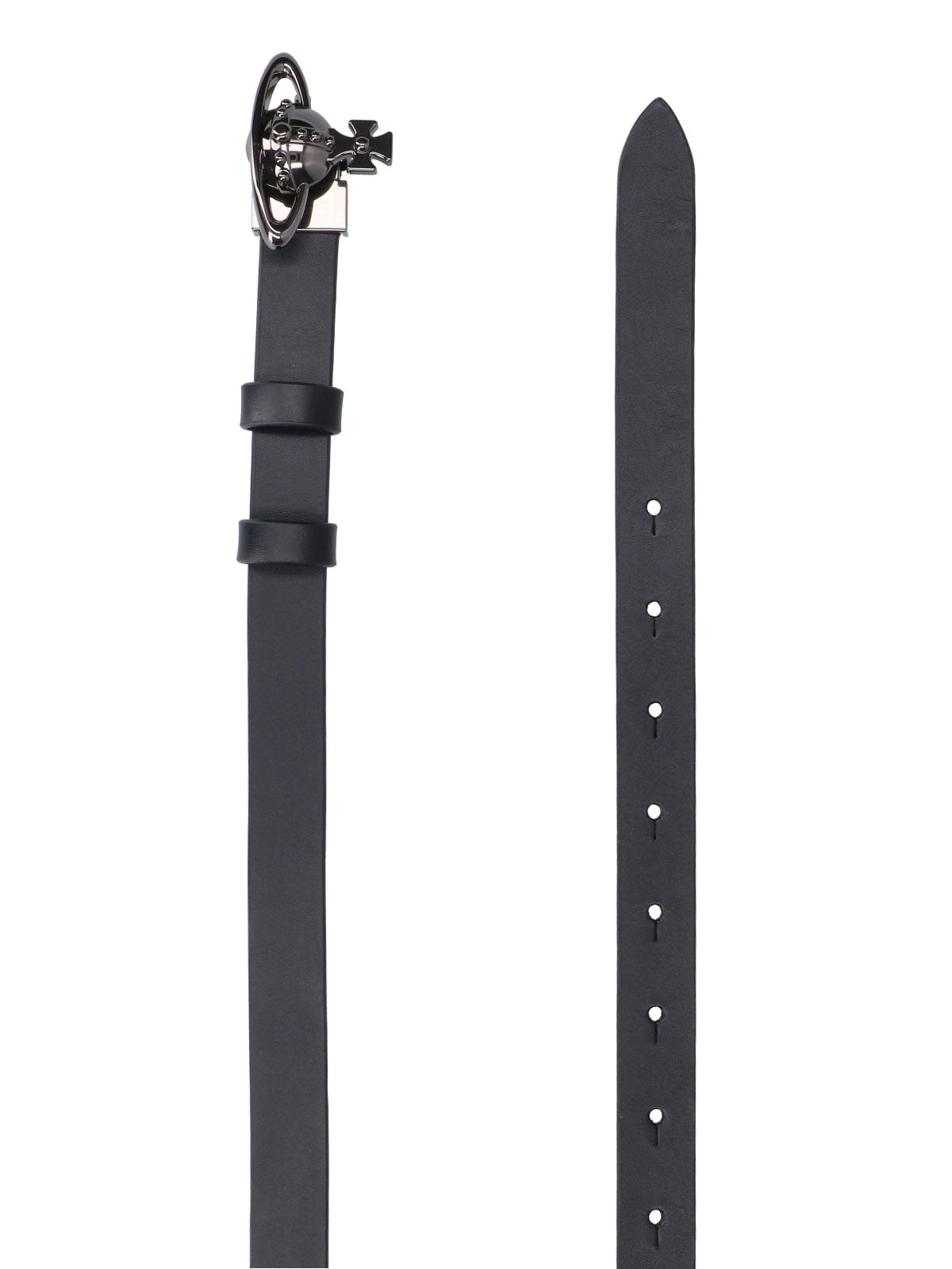 Black Orb Calf Leather Adjustable Belt
