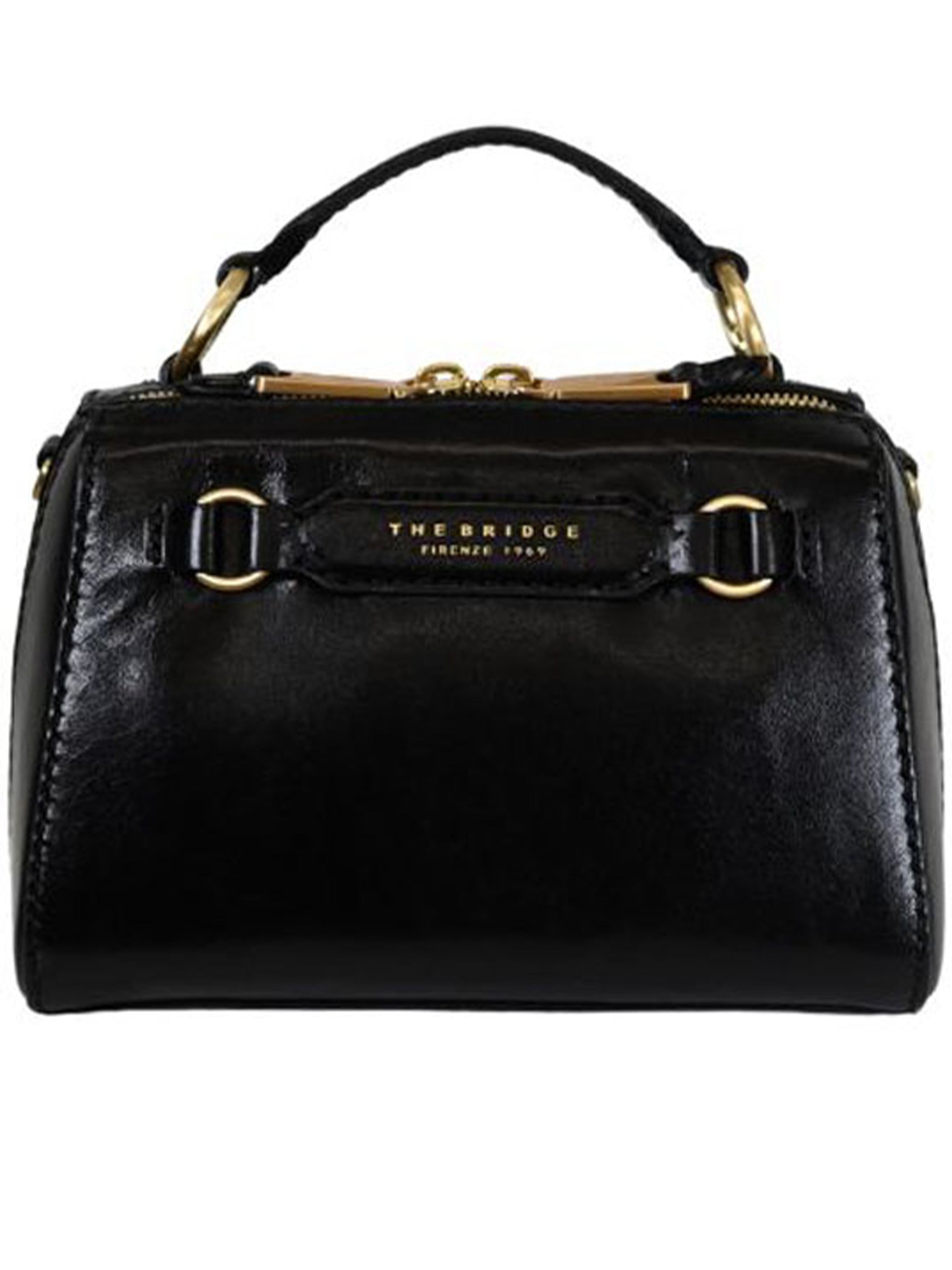 Black Top Handle Structured Leather Handbag