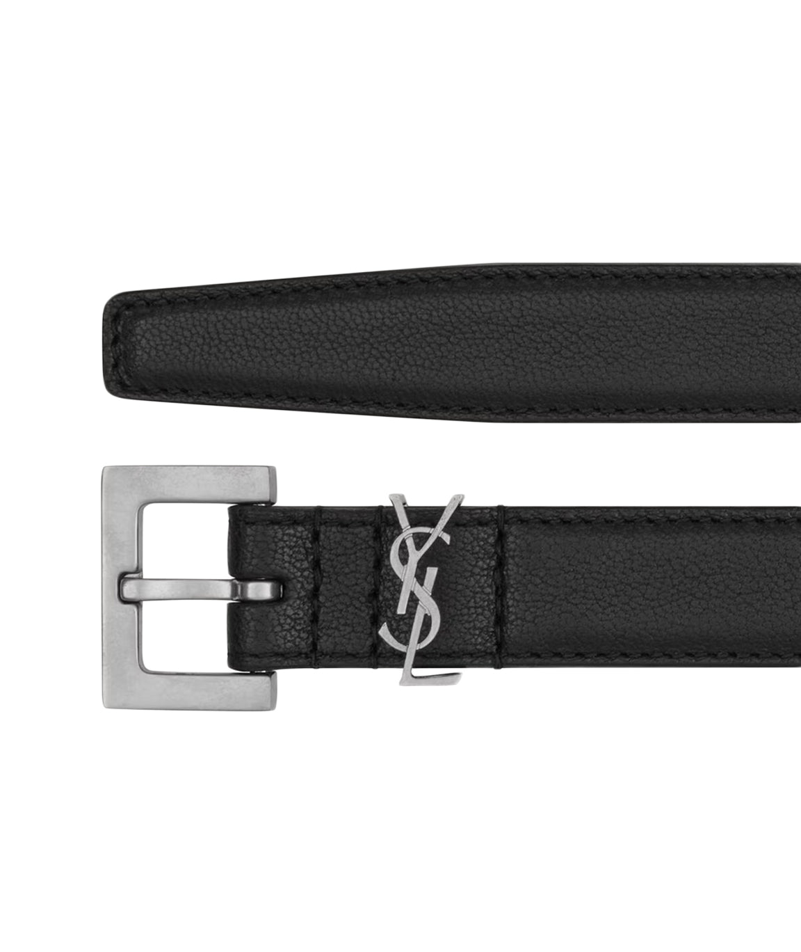 Calfskin Black Belt with Silver Buckle