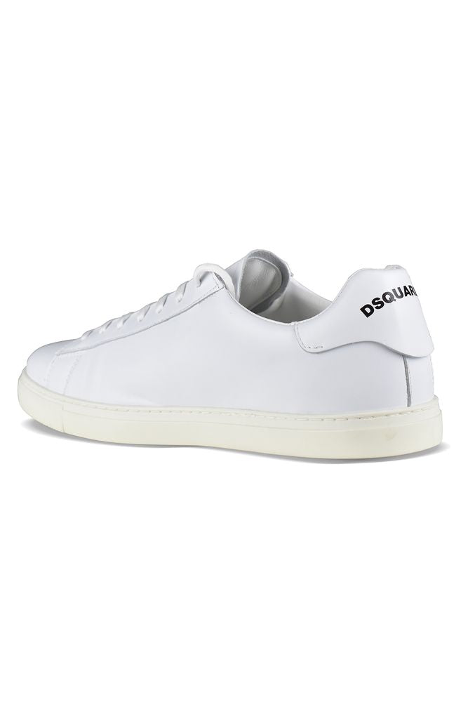 White Leather Low Top Sneakers