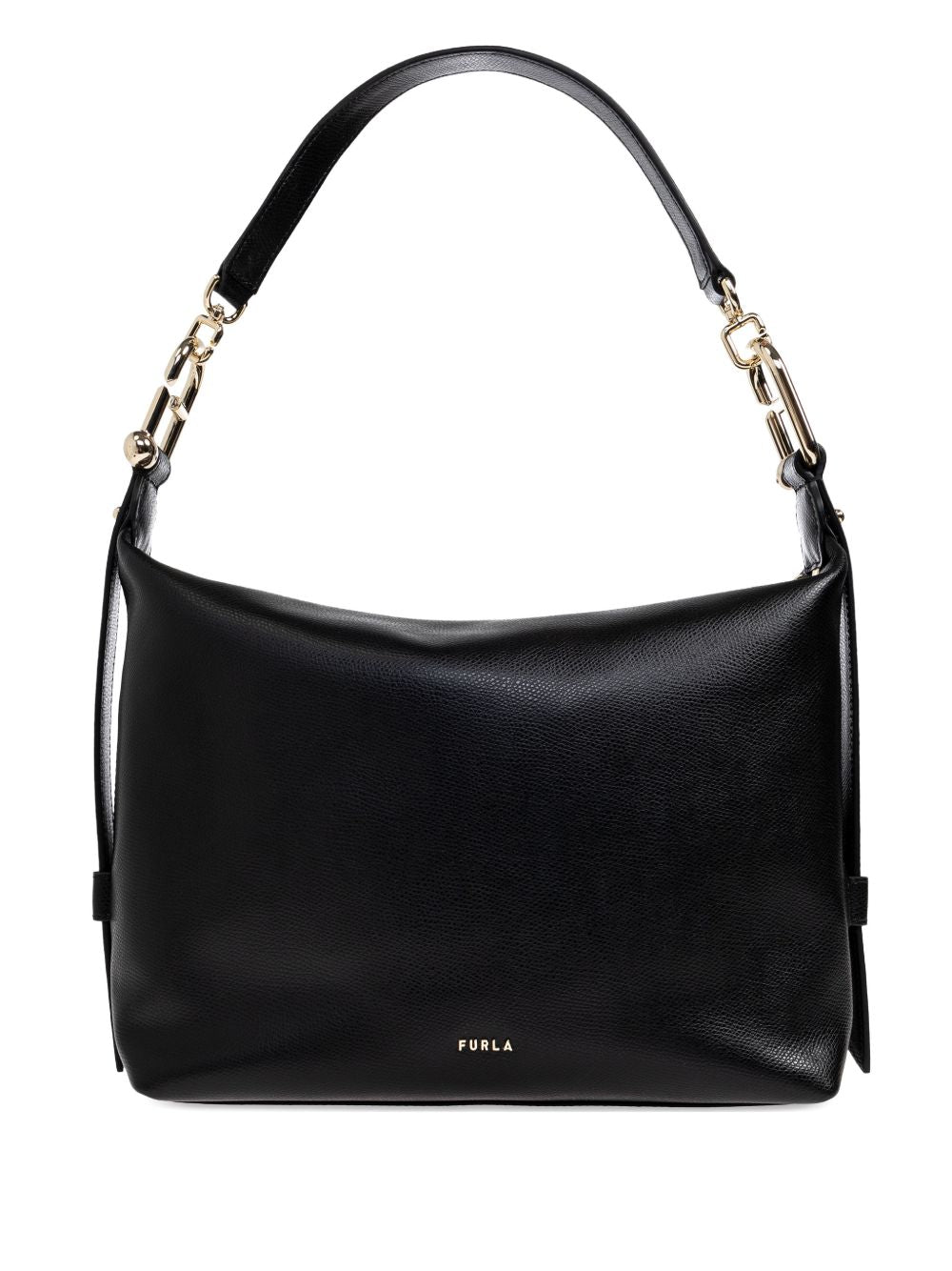 Rectangular Leather Handbag With Gold Hardware Accents
