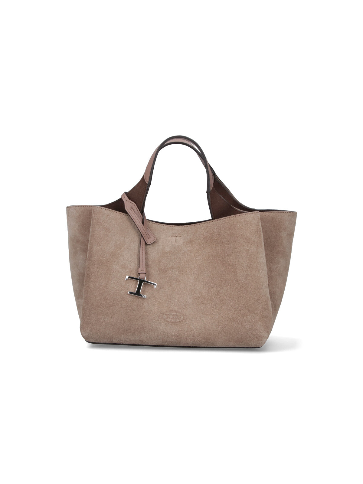 Mini Suede Tote Bag With Silver Charm