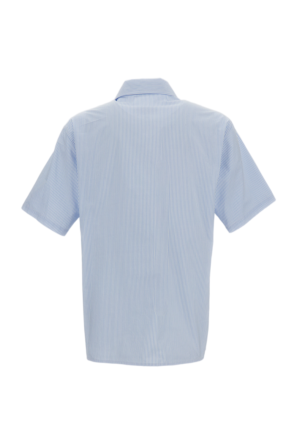 Light Blue Striped Cotton Short-Sleeve Shirt