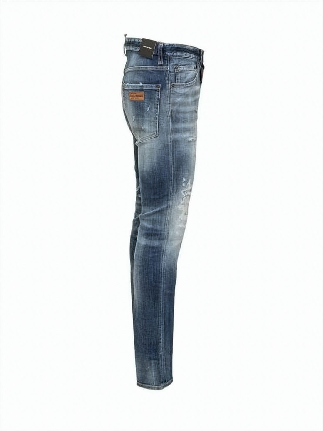 Distressed Faded Blue Denim Pants