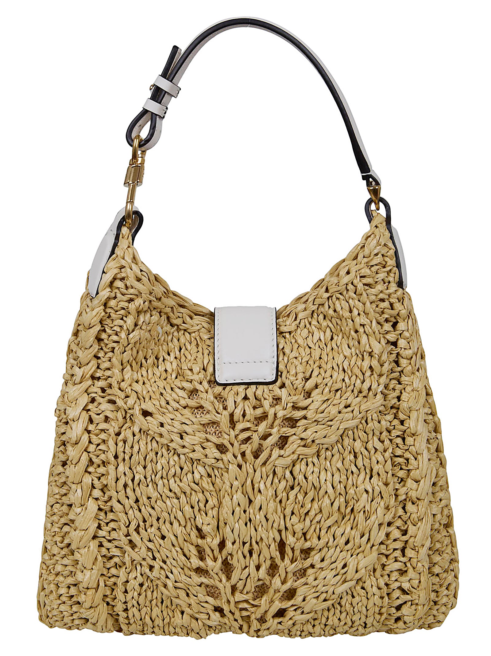 Woven Viscose Handbag With Metallic Closure