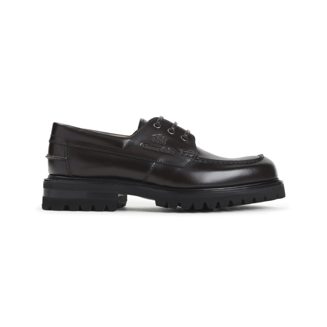 Moc Toe Black Calf Leather Shoes With Chunky Rubber Sole