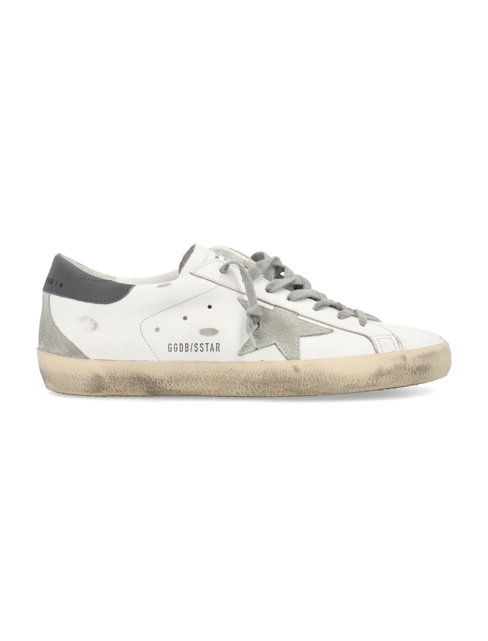 Low-Top White Leather Sneakers with Distressed Vintage Finish