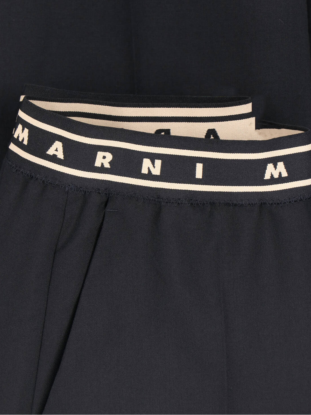 Black Wide-Leg Virgin Wool Trousers