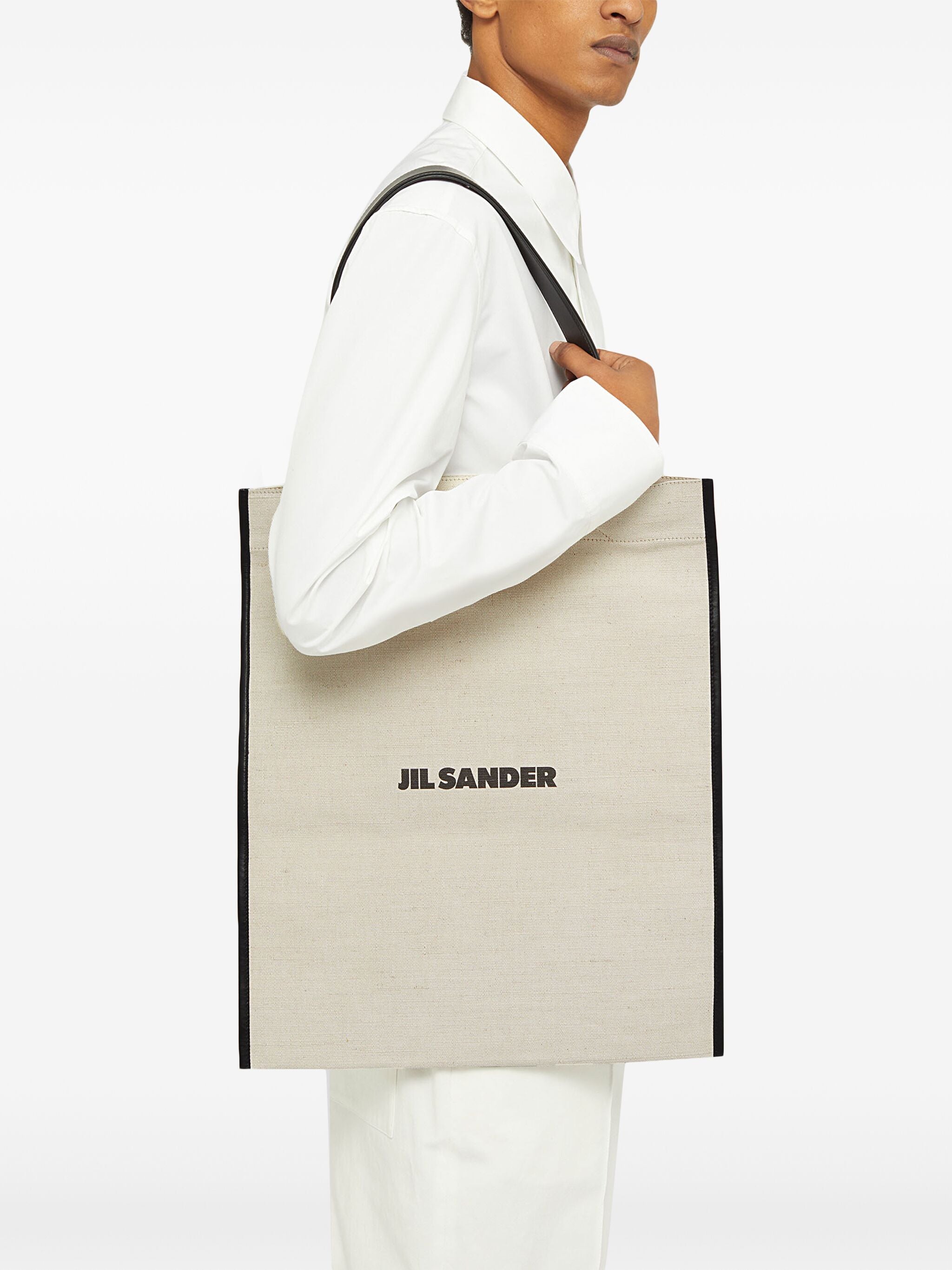 Beige Shopping Rectangular Canvas Tote