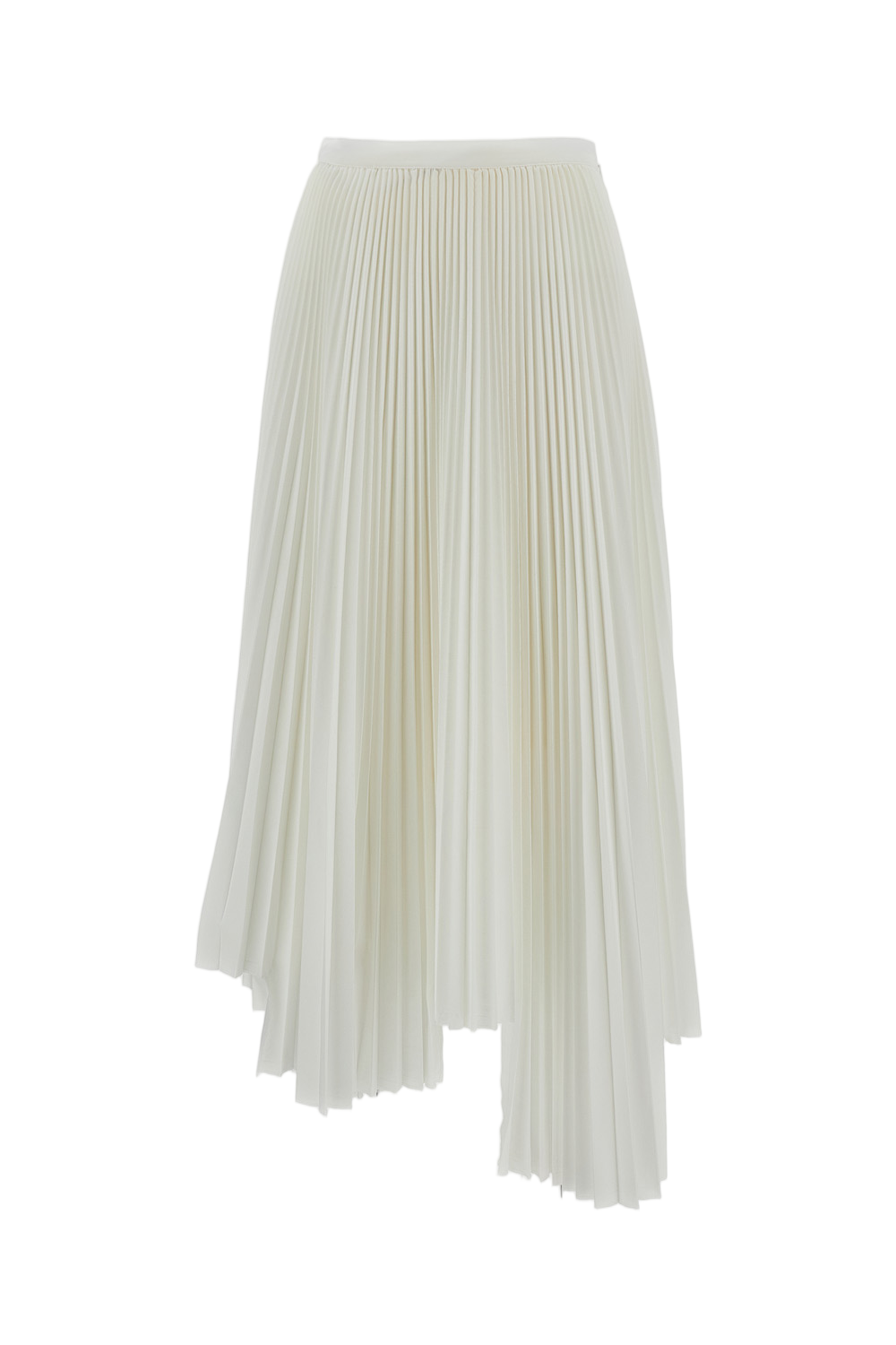 Asymmetrical Hem Pleated Skirt with Hidden Side Zipper
