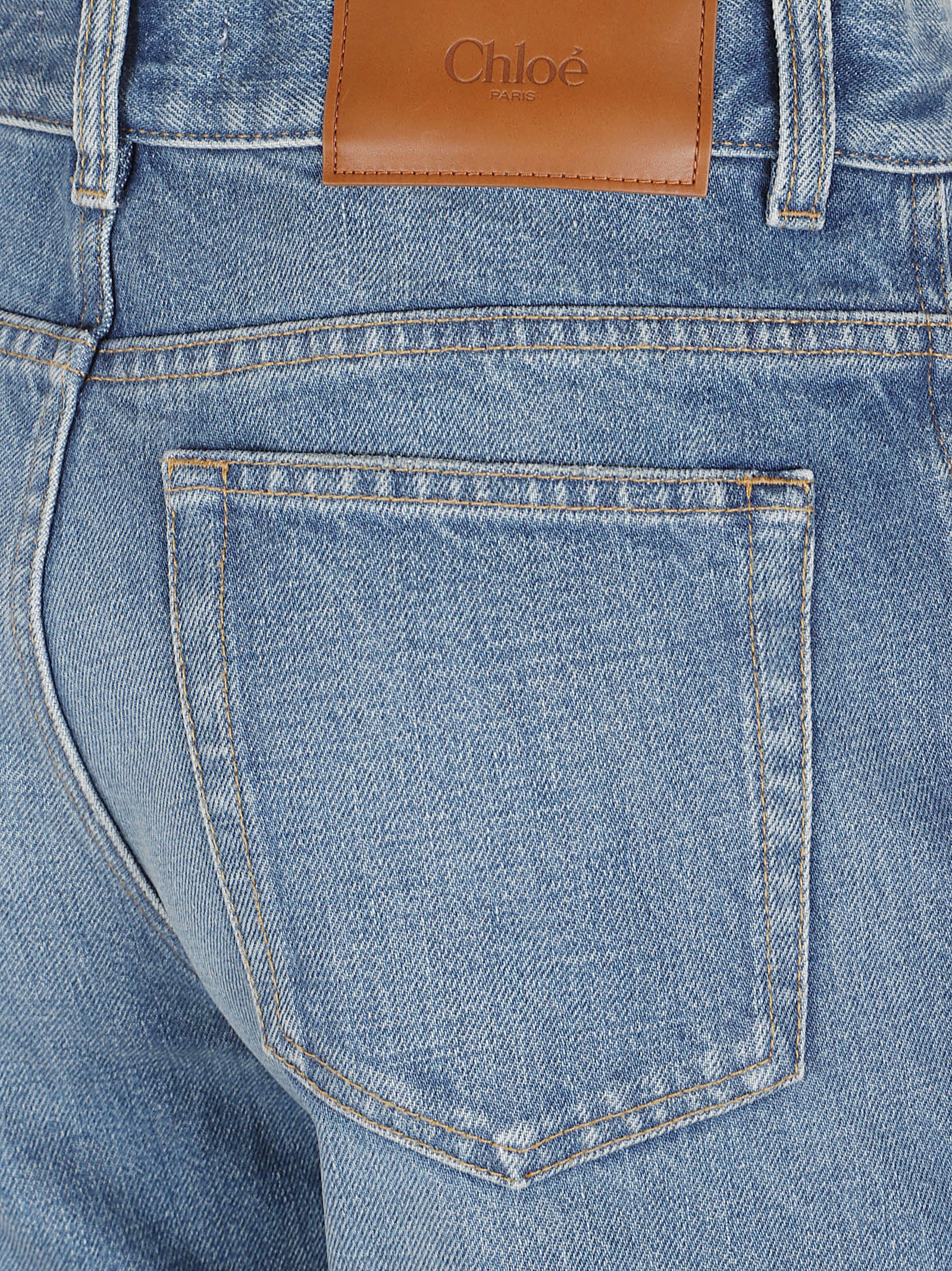 Medium-Wash Cotton Denim Straight-Leg Jeans