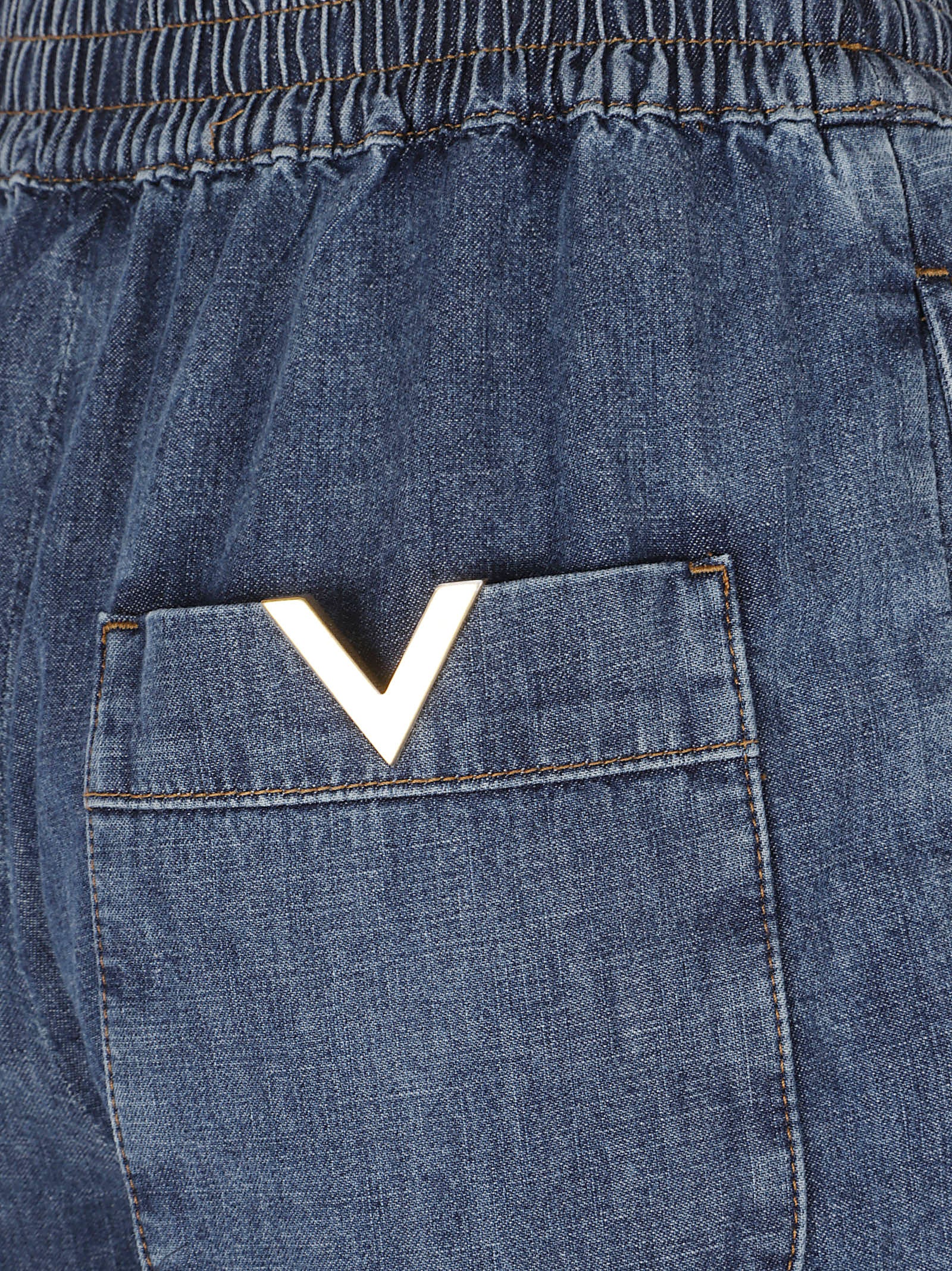 Bootcut Denim Trousers With Drawstring Waist