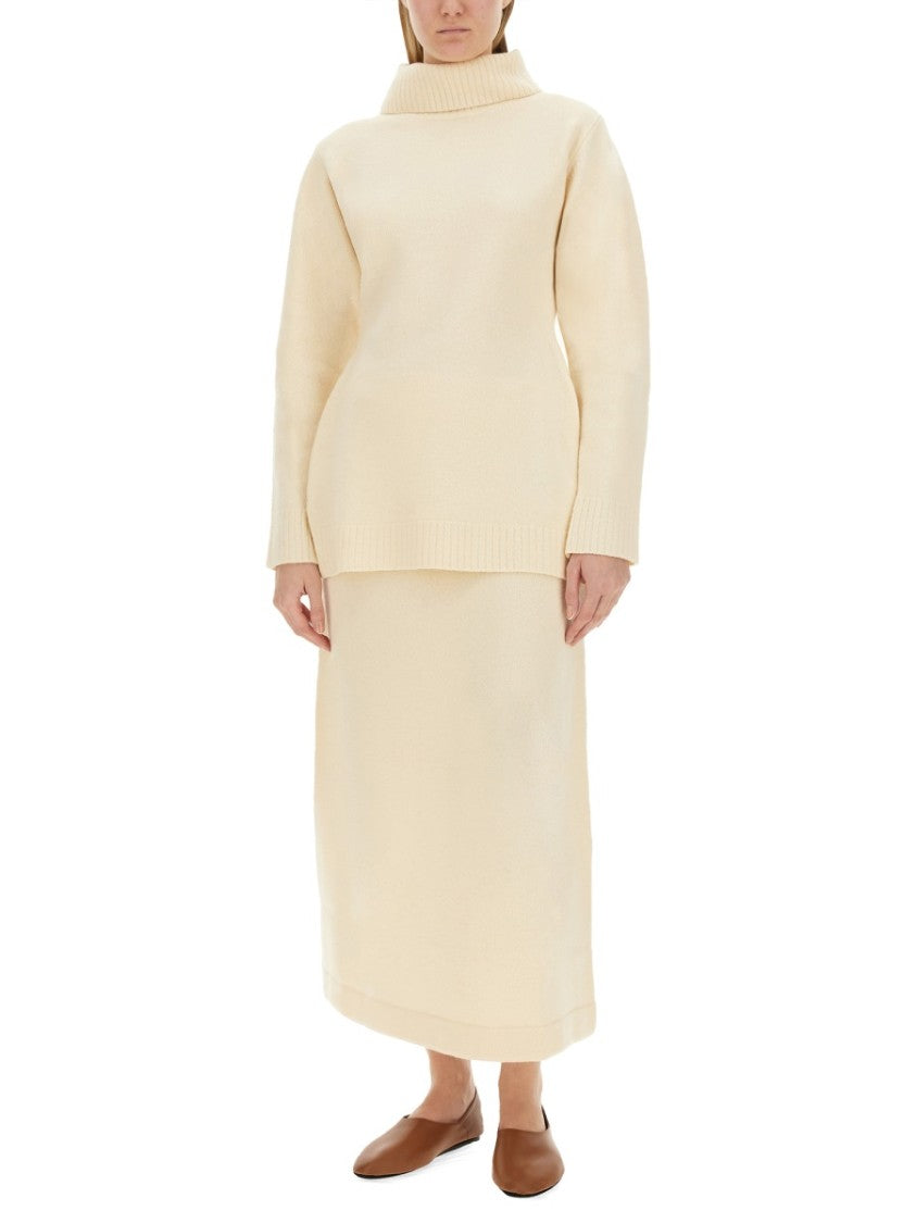 Ribbed Turtleneck Shirt With Oversized Silhouette