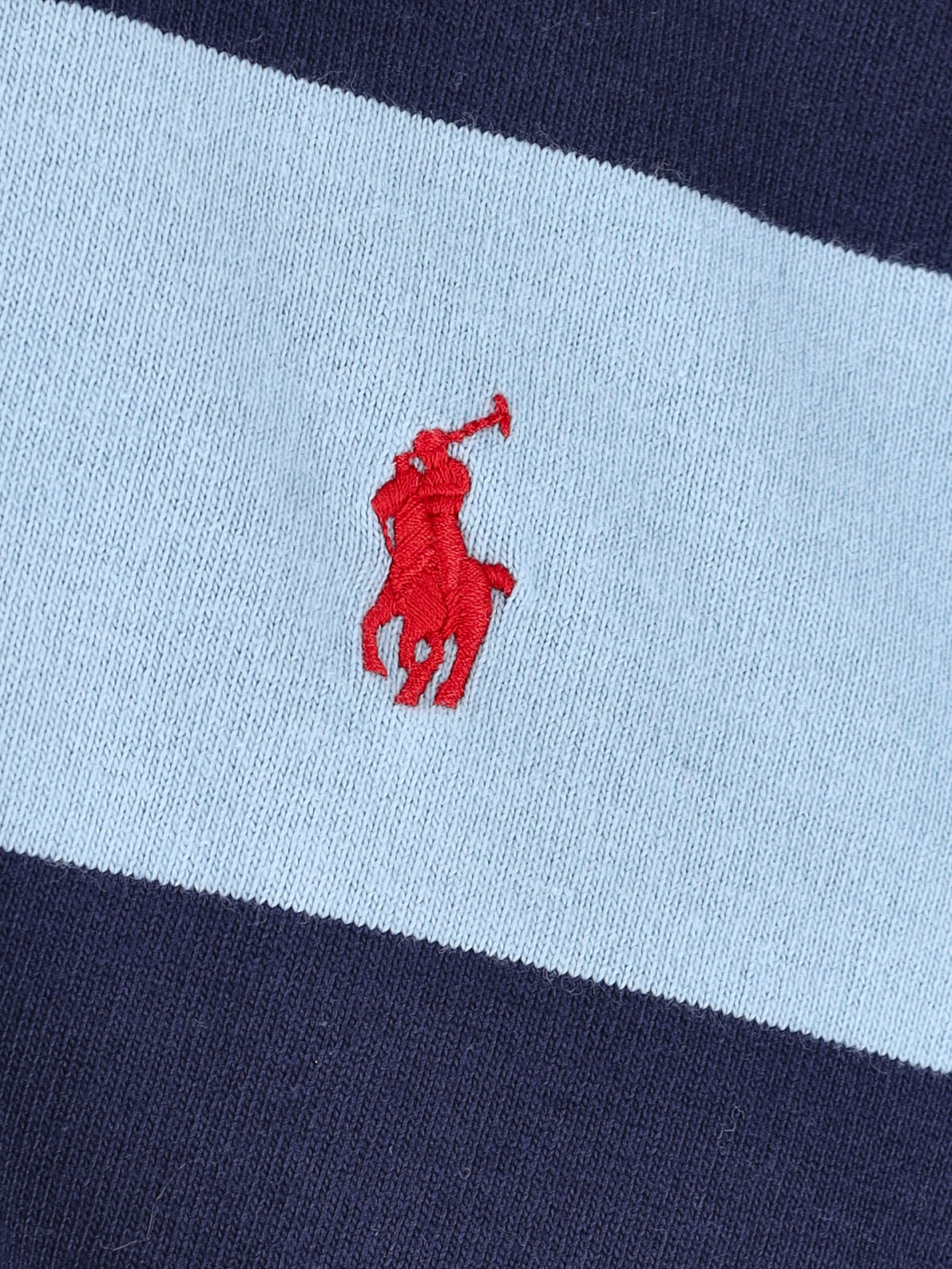 Blue Broad Striped Rugby Polo