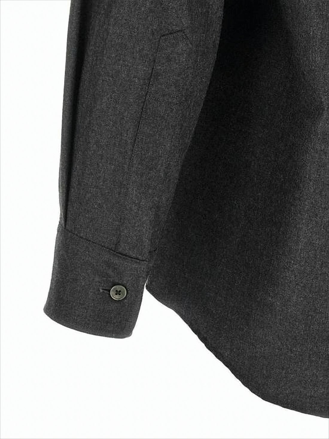 Relaxed Fit Wool Shirt With Classic Collar
