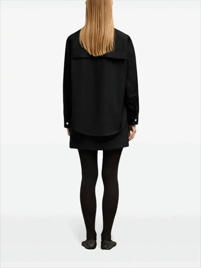 Structured High Stand Collar Shirt With Flap Pockets