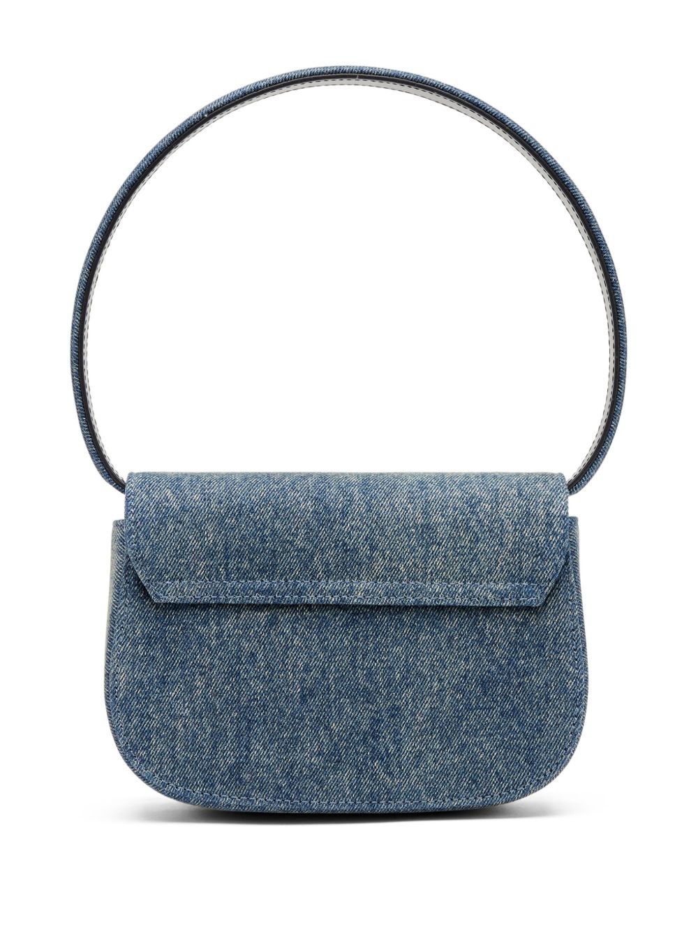Structured Denim Shoulder Bag With Silver-Tone Logo