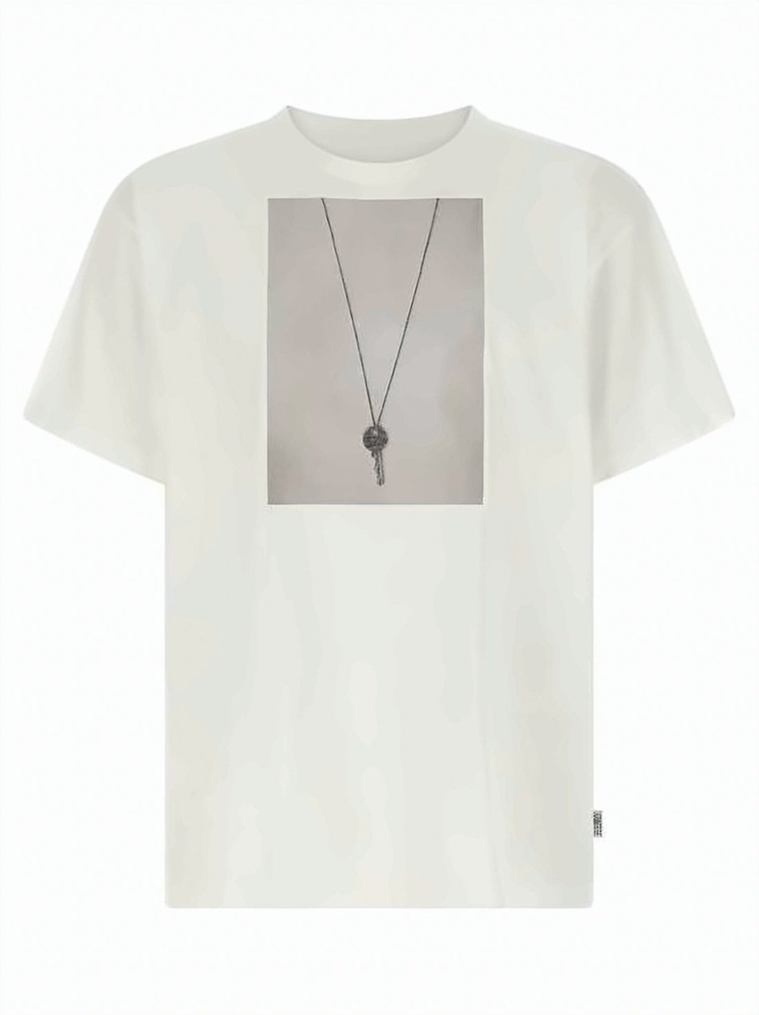 Photographic Print Short-Sleeved T-Shirt with Crew Neckline